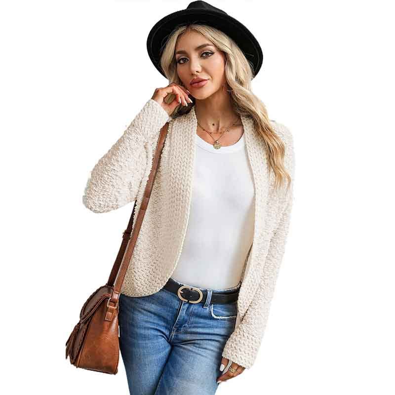 Simple Solid Color Outerwear Knitwear For Women