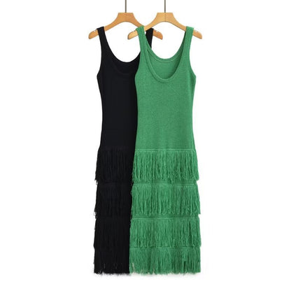 Ladies Tassel Knitted Sling Dress