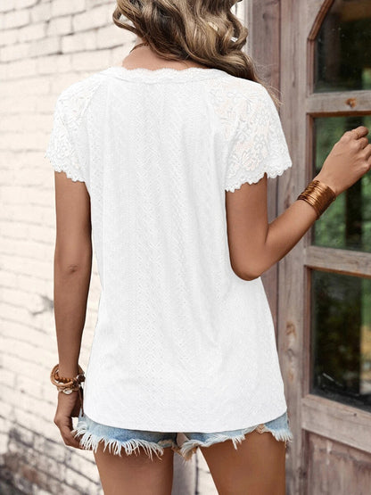 V-Neck Short Sleeve Blouse