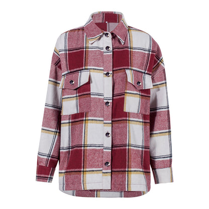 Plaid Long-Sleeved All-Match Casual Shirt Cardigan Jacket