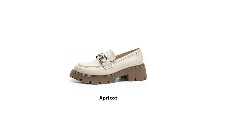 Color Matching Button Female Platform Loafers