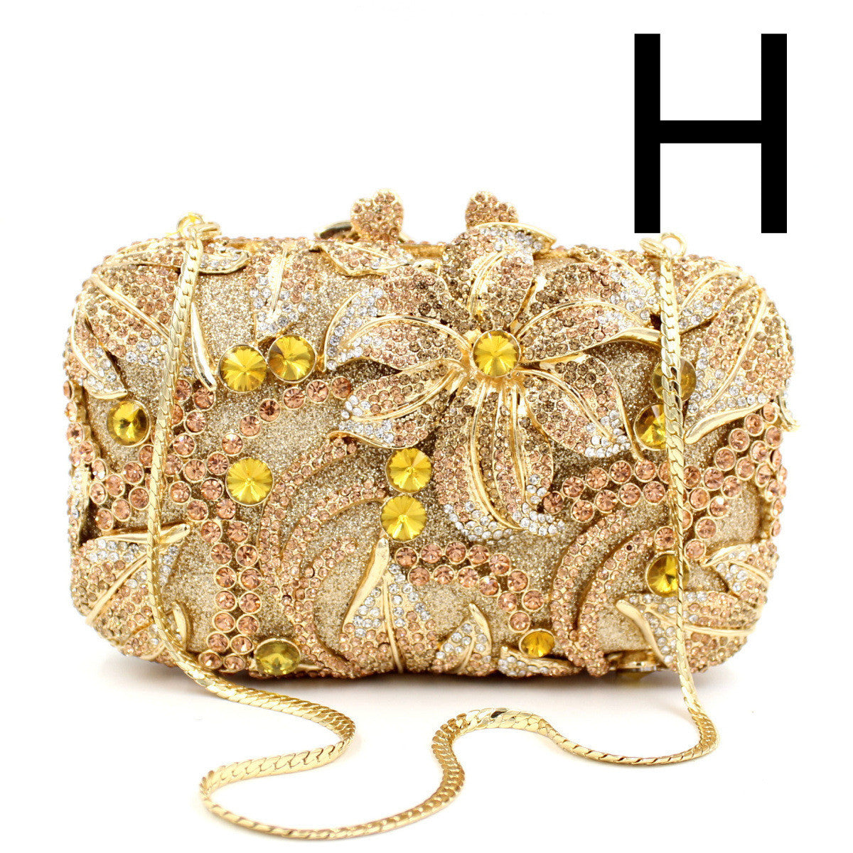 Women's Flower Color Rhinestone Hollow Clutch