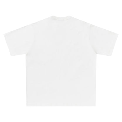 Camiseta de manga corta blanca Retro, camiseta holgada de moda de marca Harajuku Anime, Top de media manga