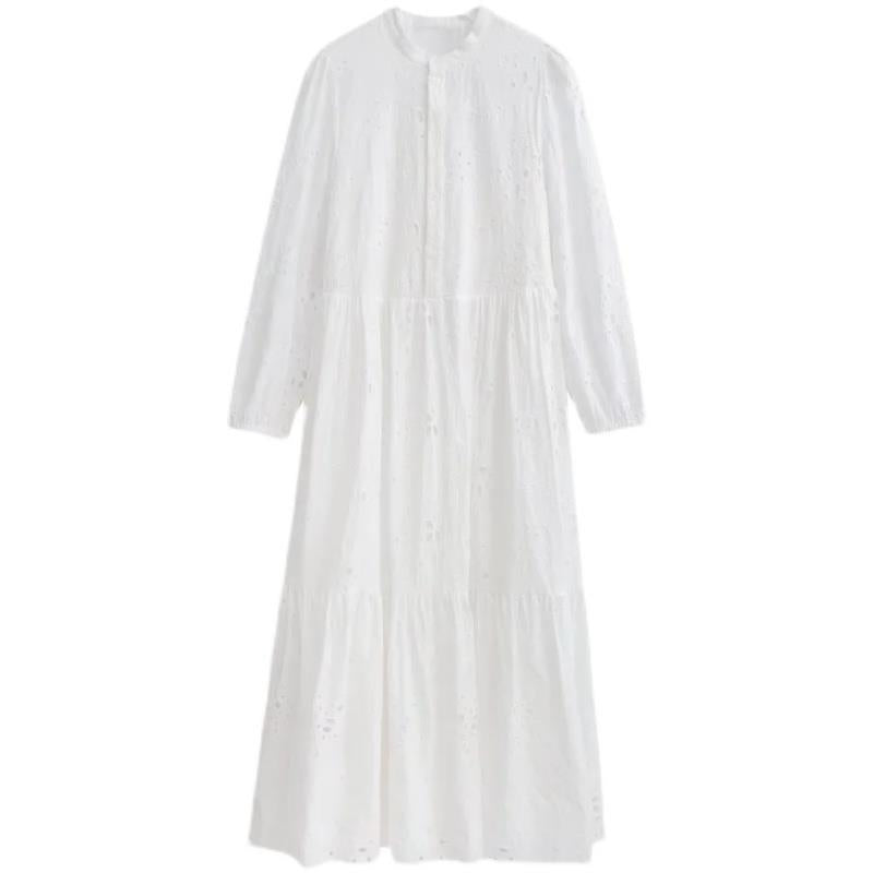 Robe ample brodée creuse pour femmes