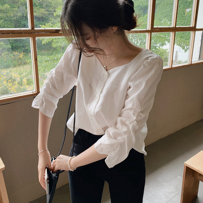 Women's three-quarter sleeves loose shirt