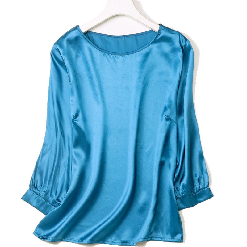 High-end Silkworm Silk Pearl Shiny Satin Shirt