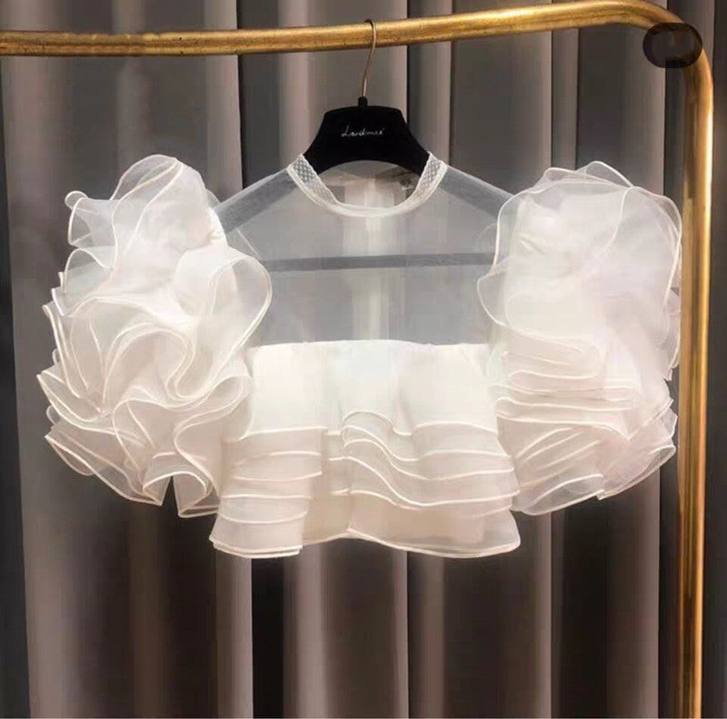 Palace style ruffled mesh top