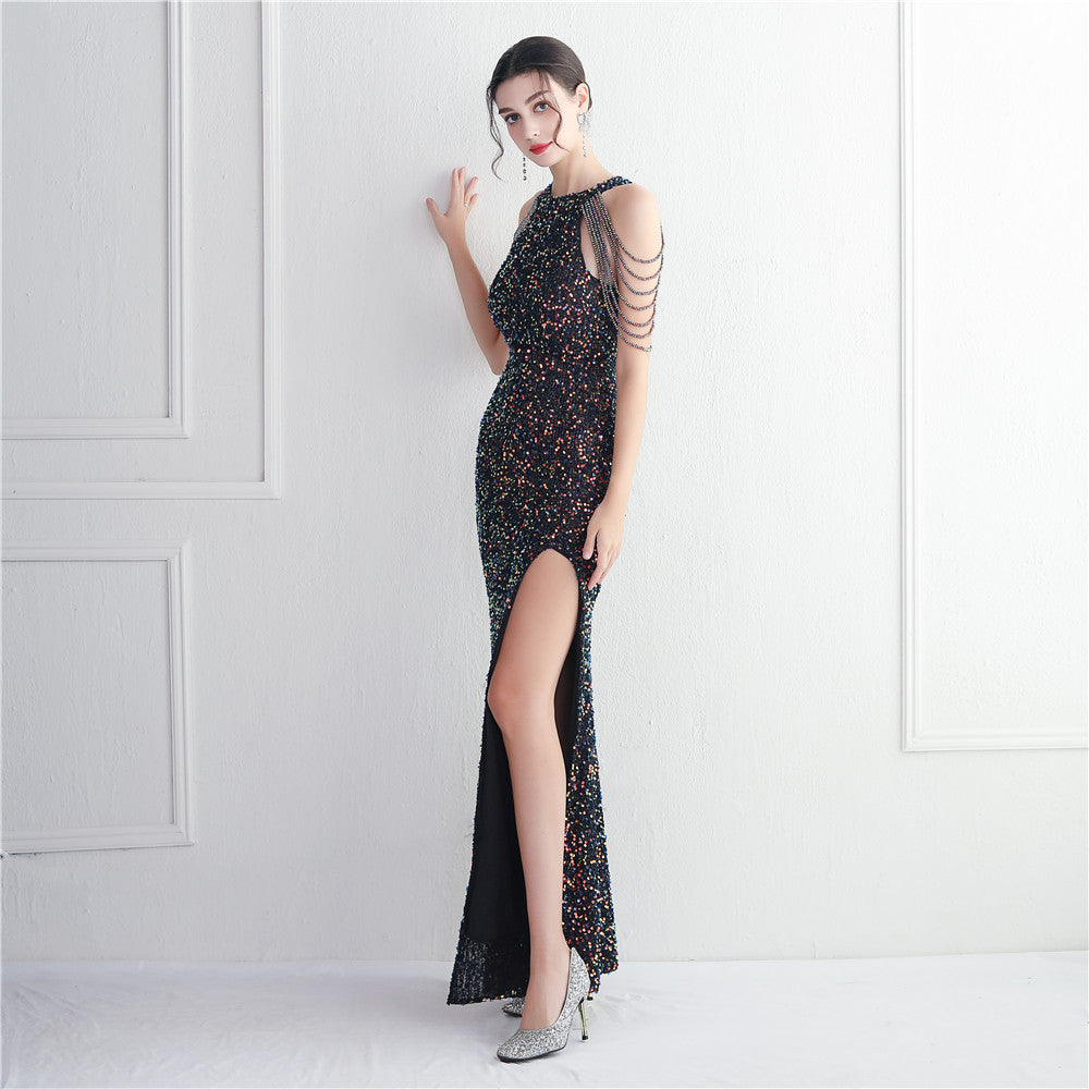 Banquet Temperament Long Backless Evening Gown Dress