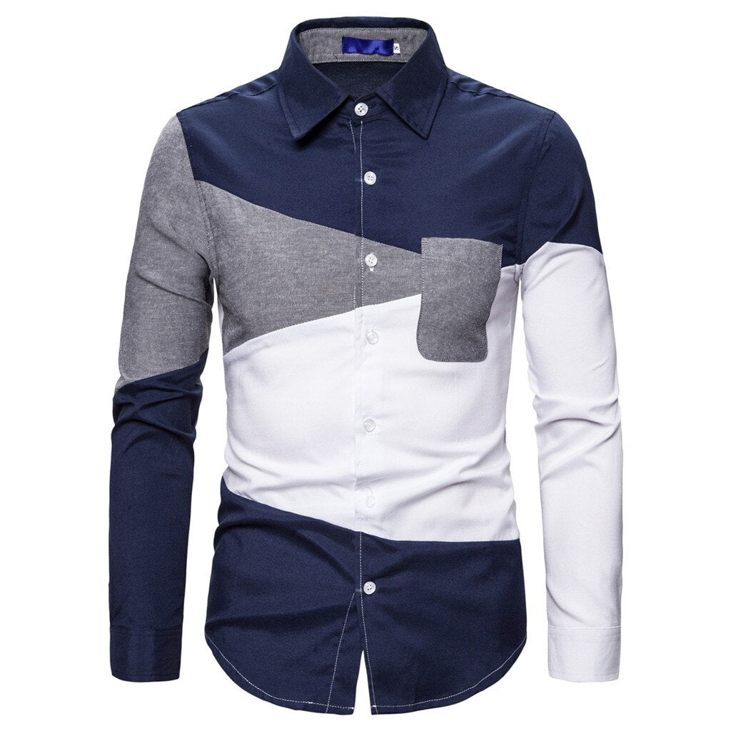 Camisa color block para hombre