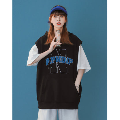 Women's Vest Loose Outer Wear Summer Retro Short-sleeved Design Sense Niche Cotton Basketball Uniform Top