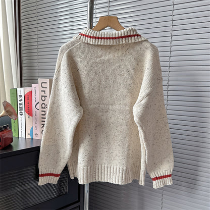 Japanese High-grade Chic Little Flower Polo Collar Knitwear