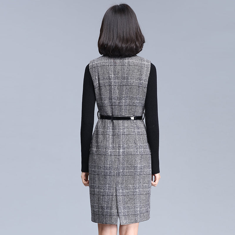 Plaid woolen dress