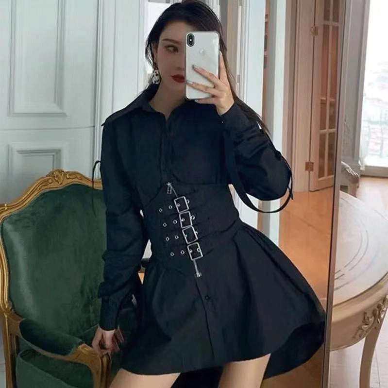 Waist-sleeved shirt female spring new style waist long shirt design heart machine top