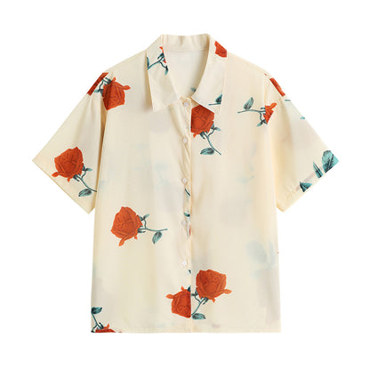 Loose printed personality all-match shirt