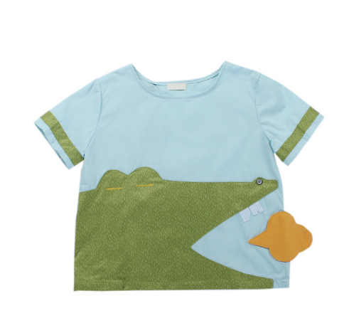 Japanese Children's  Mixed-color Short-sleeved Shirt