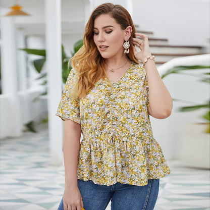 Fat woman print blouse