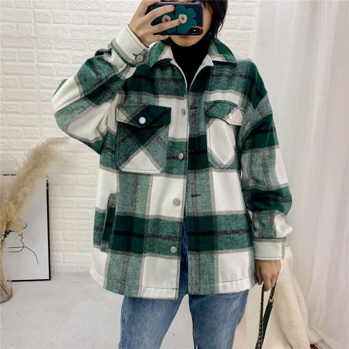 Grated patchwork checked shirt