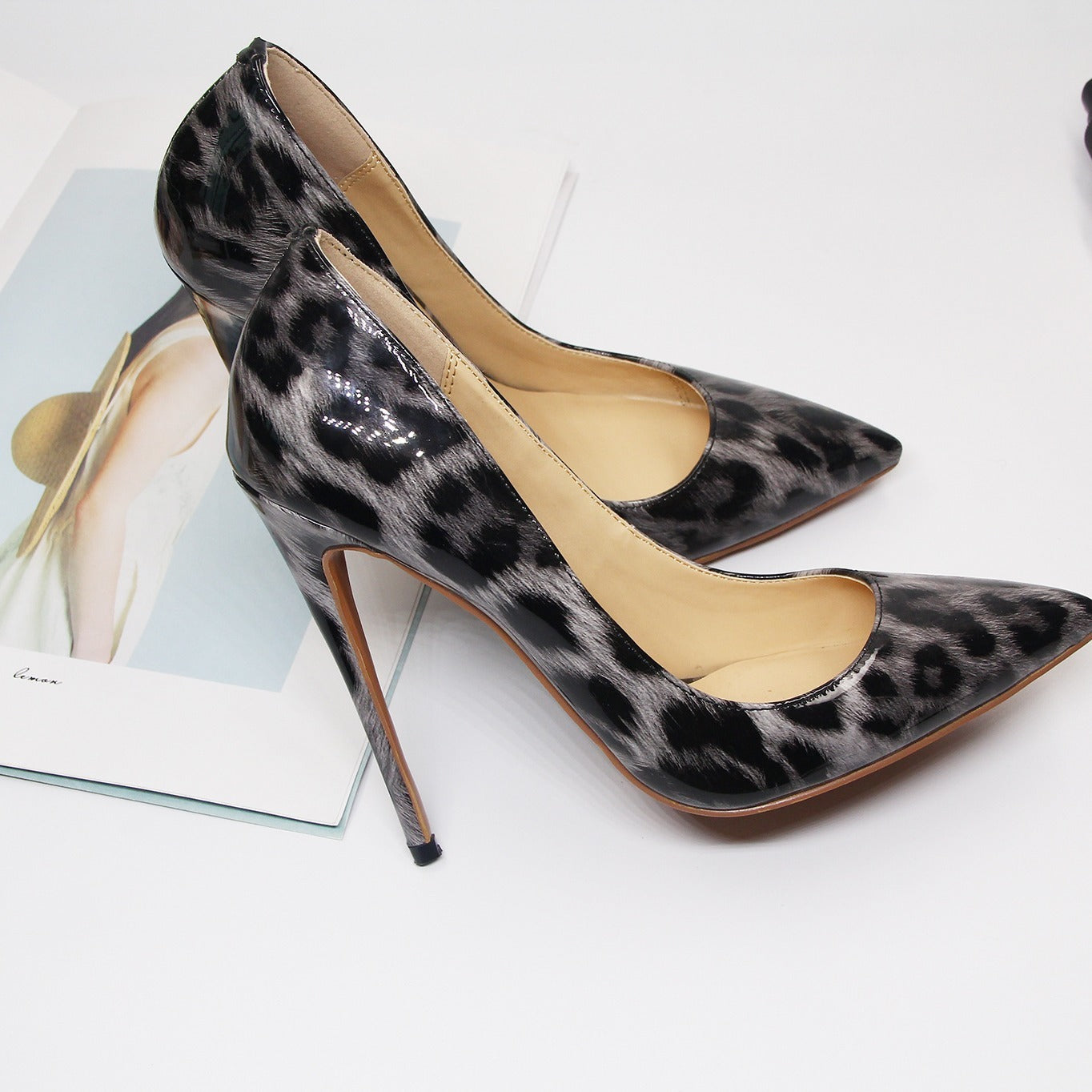 Animal Texture Pointed Toe High Heel Women's Shoes