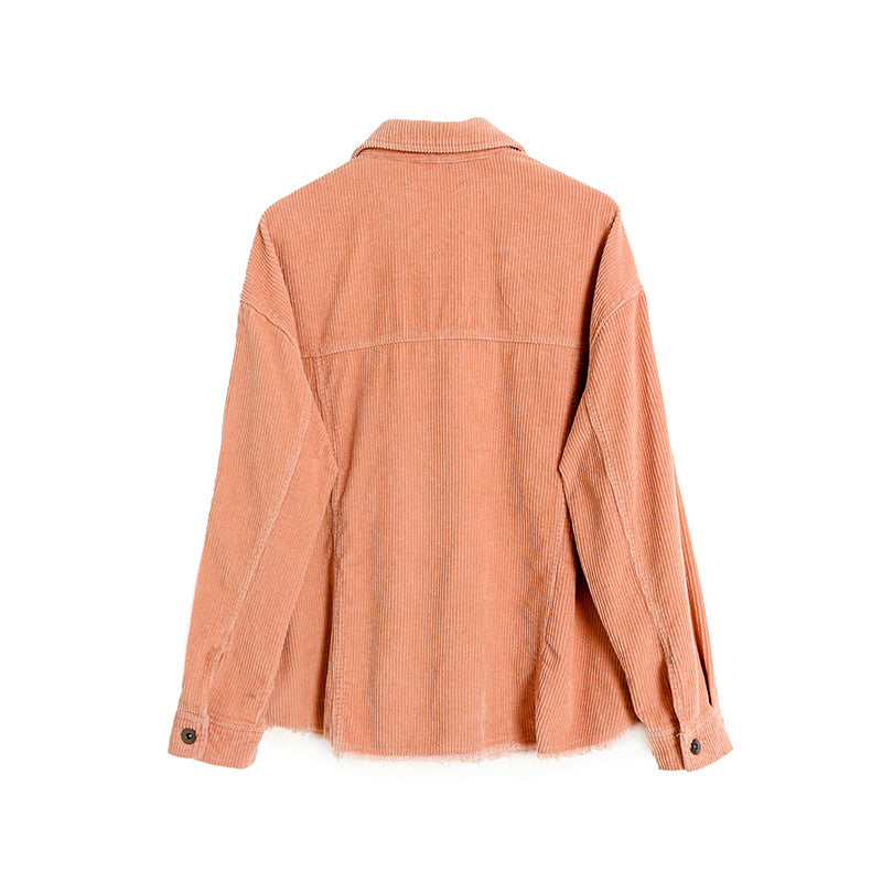 Fall new products loose and slim corduroy jacket with long sleeves