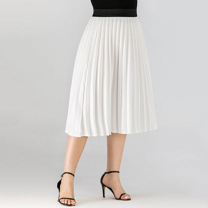 Light solid mid length pleated skirt