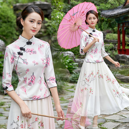 Top cheongsam chino clásico y elegante