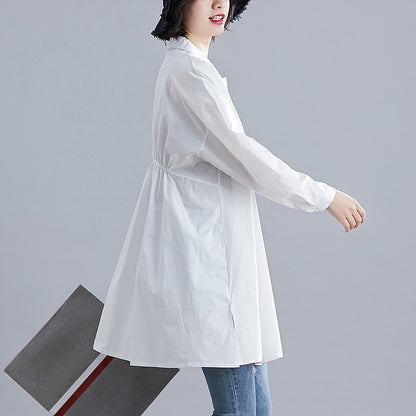 Art show thin loose casual long cotton shirt