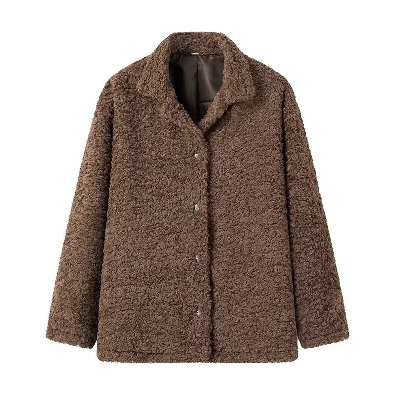 Manteau pour femme de tempérament chaud de style ample et paresseux