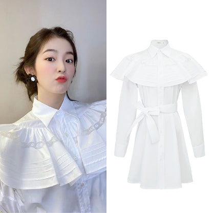 Robe chemise blanche à volants