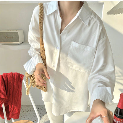 Women's New Casual Solid Color Loose Long Sleeve Shirt