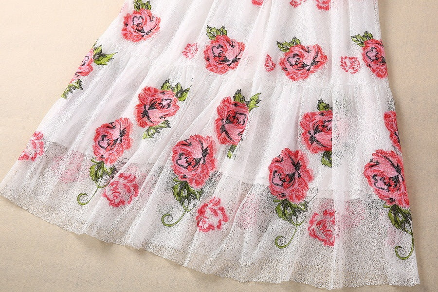 Embroidered Flower Lace Swing Dress