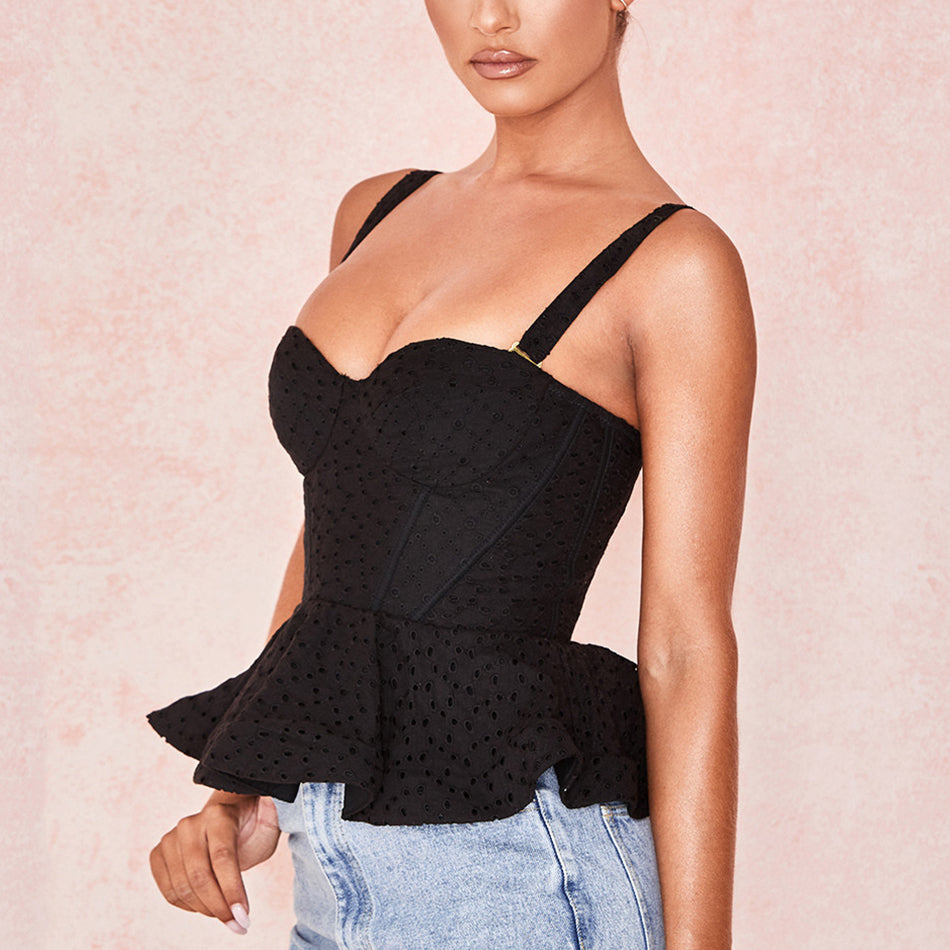 One-shoulder ruffled vest