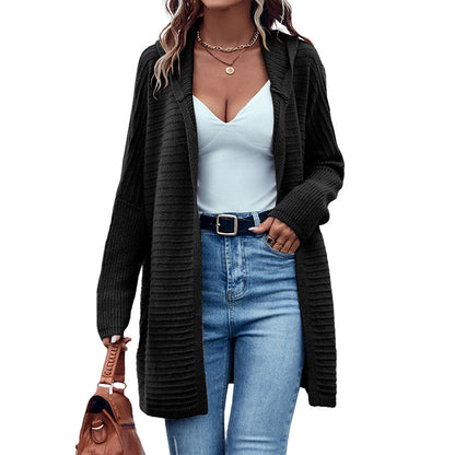 Solid Color Long Sleeve Cardigan For Women