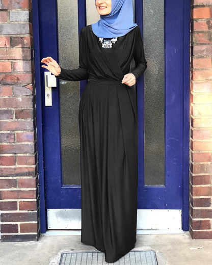 Women's Solid Color Middle Eastern Muslim Long Dress