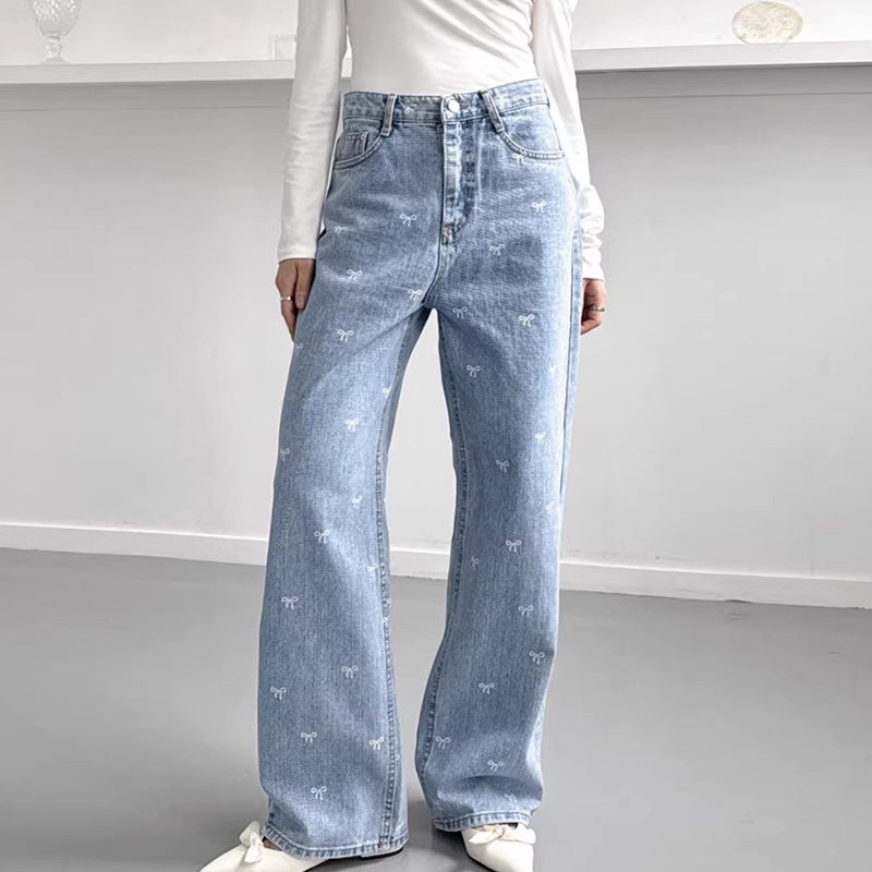 All-matching Wide Leg Straight Jeans For Women