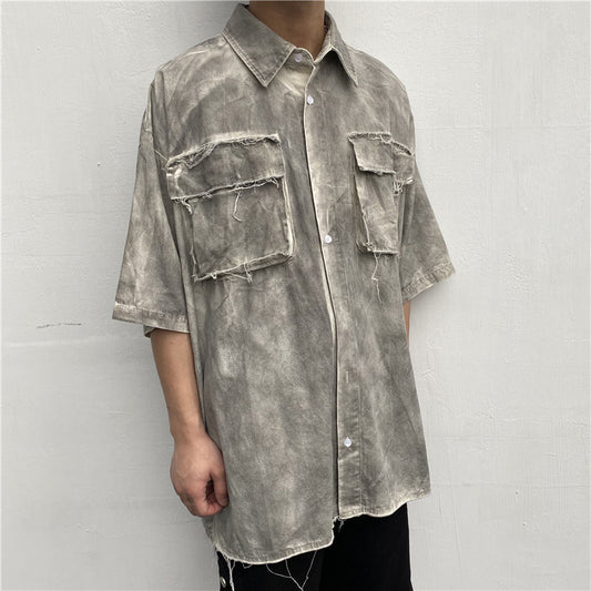 Distressed short-sleeved shirt