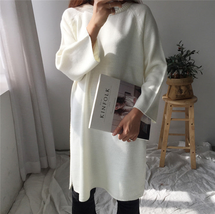 Oversized loose mid-length sweater