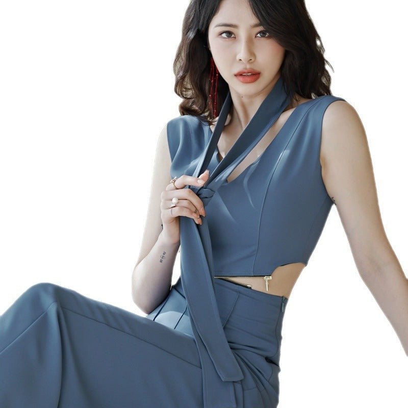 Women's Elegant V-Neck Split Waist Jumpsuit