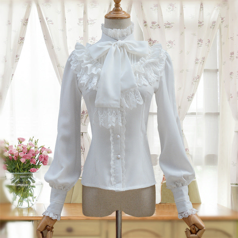 Retro Elegant Multicolor High-neck Slim Long-sleeved Shirt Lolita Inner Shirt Wholesale