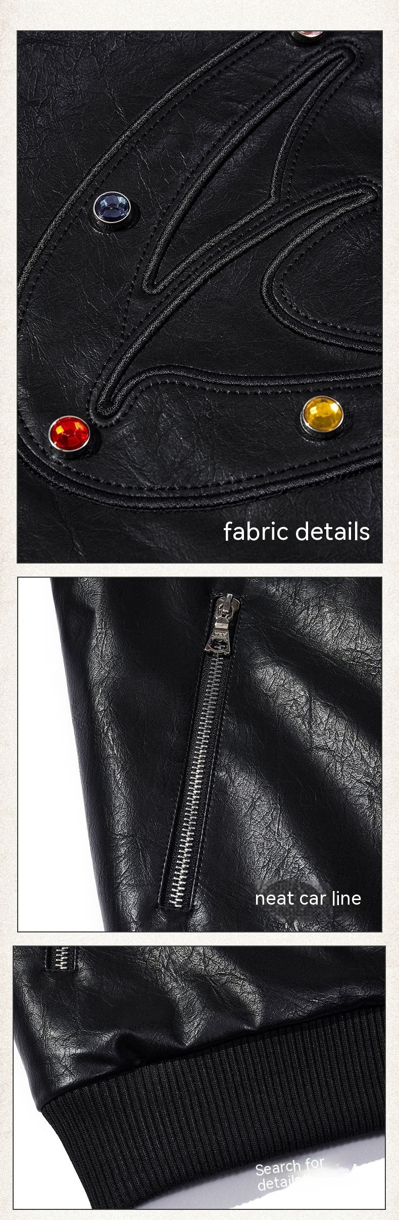 Retro Street Maillard PU Leather Color Rivet Coat