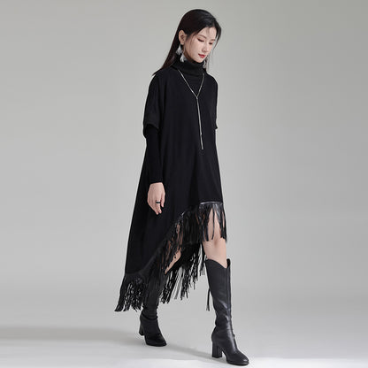 Women's Fashion Black Tassels Skirt