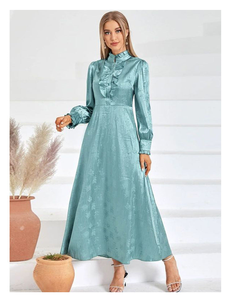 Robe longue décontractée à col roulé, mode automne