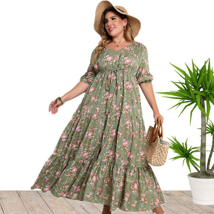 Vestido suelto con estampado bohemio para mujer