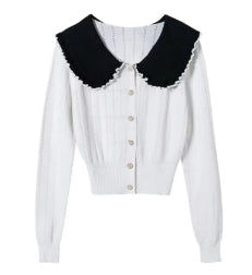 Women's Doll Collar Knitted Cardigan Jacket