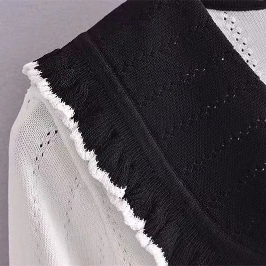 Veste cardigan tricotée à col de poupée pour femmes