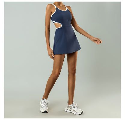 Sports Dress Female With Chest Pad High Elastic Anti-exposure Tennis Skirt