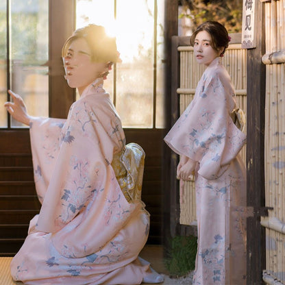 Kimono Femme Tenue De Soirée Traditionnelle Rétro Rose Style Japonais