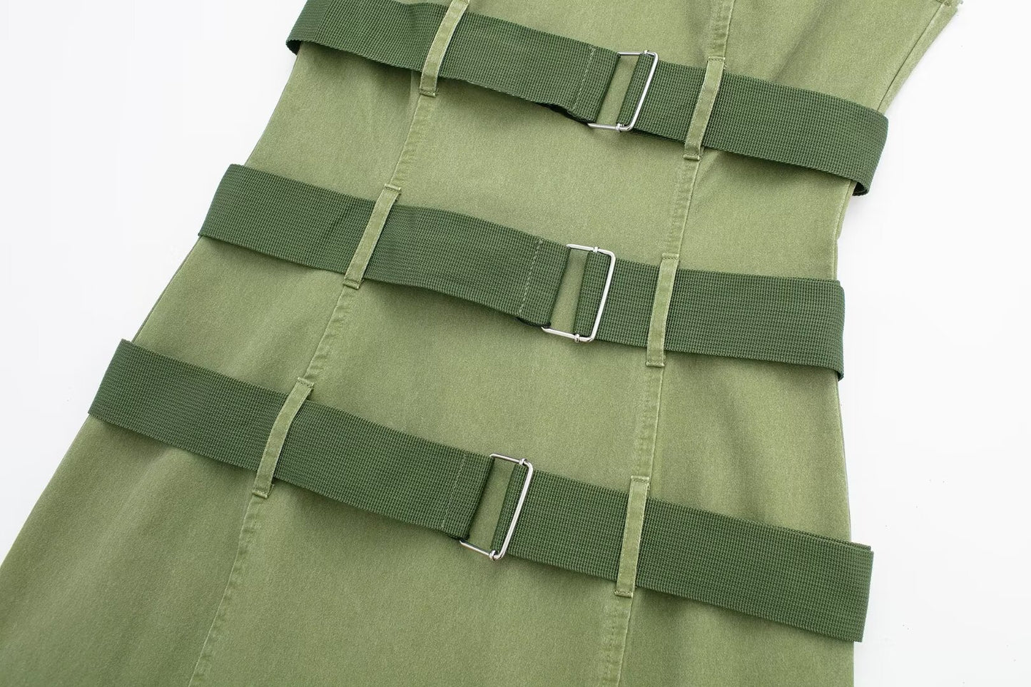 Salopette femme vert armée gilet sans manches robe fille chaude