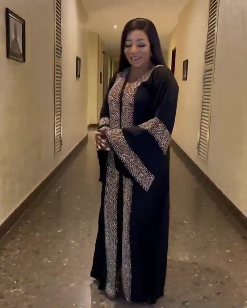 Robe trapèze en strass pour femmes, Style musulman