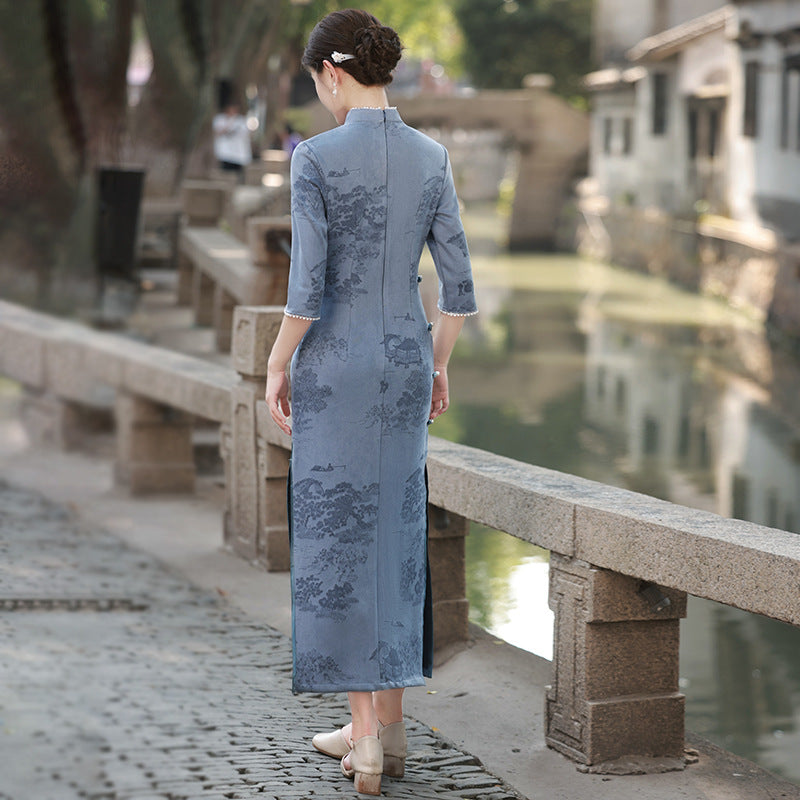 Cheongsam Syage Show long et ajusté