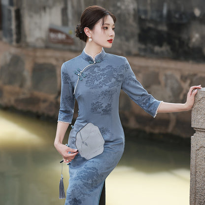 Cheongsam Syage Show long et ajusté